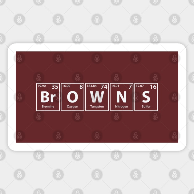 Browns (Br-O-W-N-S) Periodic Elements Spelling Sticker by cerebrands